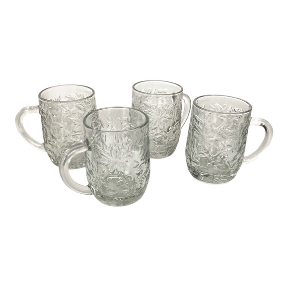 Princess House Fantasia Clear Glass Coffee Tea Egg Nog Mug Set Of Four VTG EUC - Picture 9 of 12